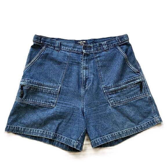 Cherokee Cargo Utility Jean Shorts Blue Denim Vintage Y2K - Picture 1 of 5